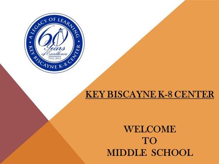 KEY BISCAYNE K-8 CENTER WELCOME TO MIDDLE SCHOOL.