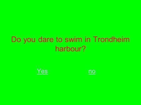 Do you dare to swim in Trondheim harbour? Yesno. Why?