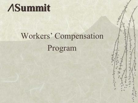 Workers’ Compensation Program /\Summit. Post-Injury Procedure  Injury occurs  Assess the situation  How severe is the injury?  First-Aid Only  Minor/Moderate.