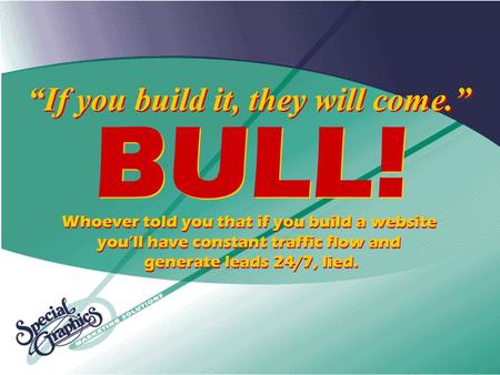 BULL! “If you build it, they will come.” Whoever told you that if you build a website you’ll have constant traffic flow and generate leads 24/7, lied.