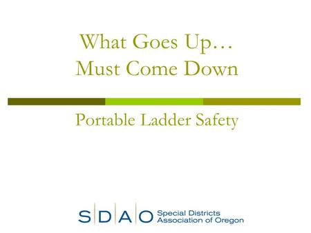 What Goes Up… Must Come Down Portable Ladder Safety