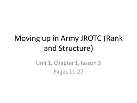 Moving up in Army JROTC (Rank and Structure)