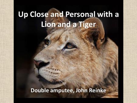 Up Close and Personal with a Lion and a Tiger Double amputee, John Reinke.