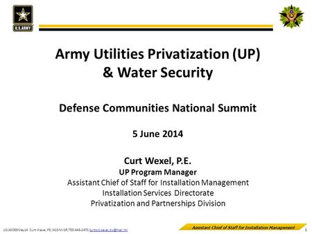 Army Utilities Privatization (UP) Defense Communities National Summit