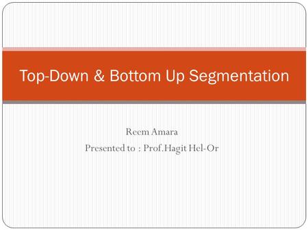 Top-Down & Bottom Up Segmentation