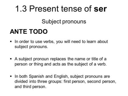 ANTE TODO Subject pronouns