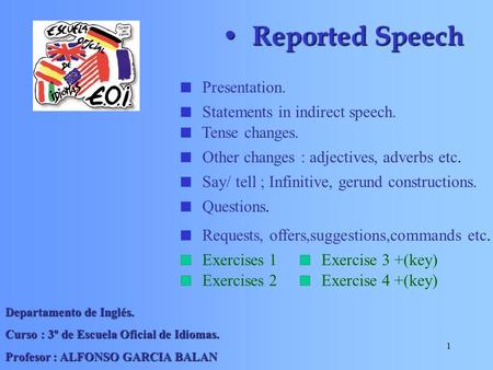Reported Speech Presentation. Statements in indirect speech.