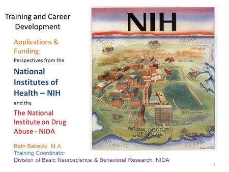 1 Training and Career Development Applications & Funding: Perspectives from the National Institutes of Health – NIH and the The National Institute on Drug.