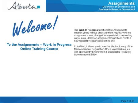 To the Assignments – Work in Progress Online Training Course