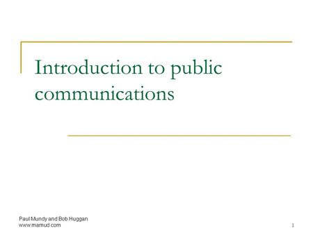 Introduction to public communications