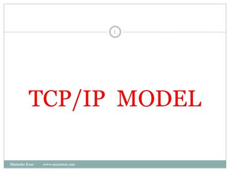 TCP/IP MODEL Maninder Kaur www.eazynotes.com.