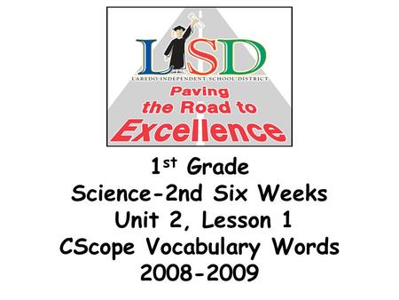 1 st Grade Science-2nd Six Weeks Unit 2, Lesson 1 CScope Vocabulary Words 2008-2009.