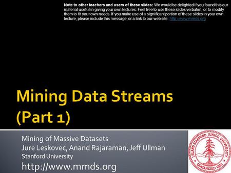 Mining Data Streams (Part 1)