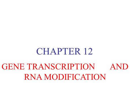 GENE TRANSCRIPTION AND RNA MODIFICATION