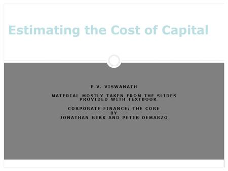 Estimating the Cost of Capital