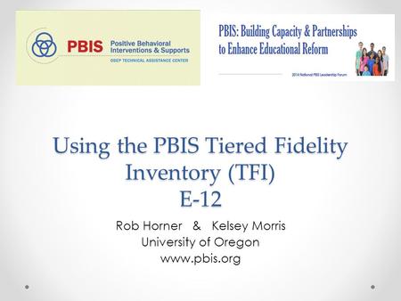 Using the PBIS Tiered Fidelity Inventory (TFI) E-12