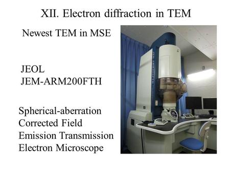XII. Electron diffraction in TEM