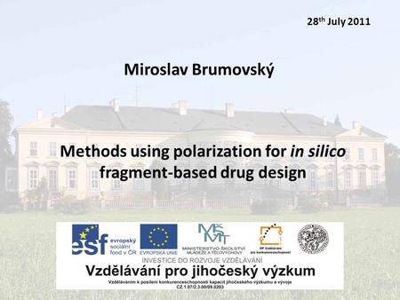 Miroslav Brumovský28th July 2011 Miroslav Brumovský 28 th July 2011 Methods using polarization for in silico fragment-based drug design.