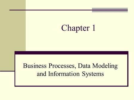 Business Processes, Data Modeling and Information Systems