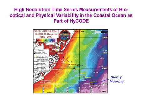 High Resolution Time Series Measurements of Bio- optical and Physical Variability in the Coastal Ocean as Part of HyCODE Dickey Mooring.