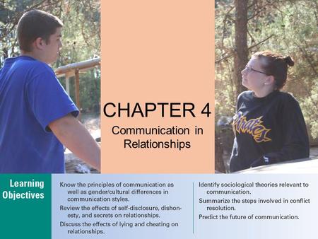 CHAPTER 4 Communication in Relationships. Chapter 4: Communication Introduction Quote: “Good communication is as stimulating as black coffee, and just.