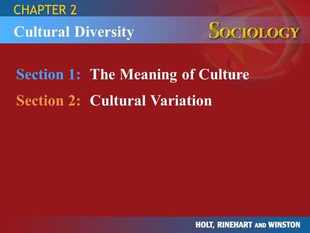 Section 1: The Meaning of Culture Section 2: Cultural Variation