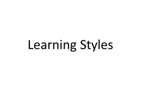 Learning Styles. Learning Objectives 1.List the four learning styles in the VARK. 2.Describe the value of teaching to different learning styles. 3.Develop.