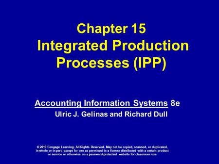 Chapter 15 Integrated Production Processes (IPP)