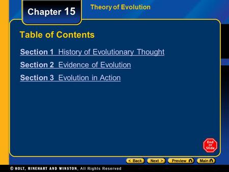 Chapter 15 Table of Contents Section 1 History of Evolutionary Thought