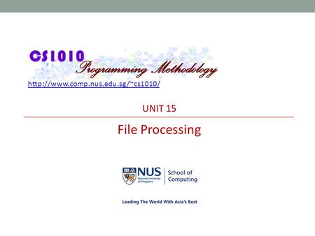 UNIT 15 File Processing.