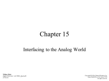 Interfacing to the Analog World