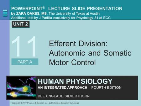 Efferent Division: Autonomic and Somatic Motor Control