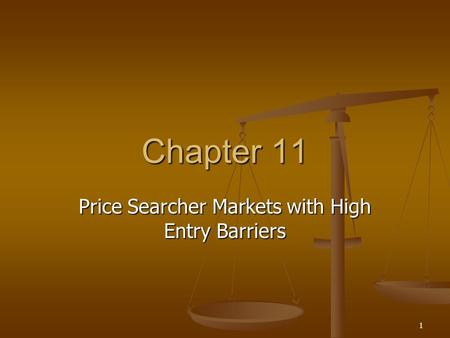 1 Chapter 11 Price Searcher Markets with High Entry Barriers.