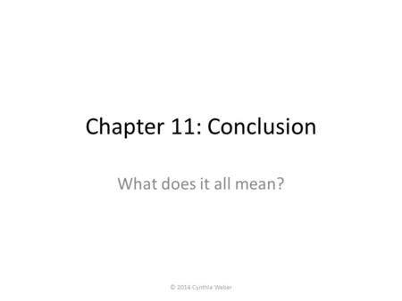 Chapter 11: Conclusion What does it all mean? © 2014 Cynthia Weber.