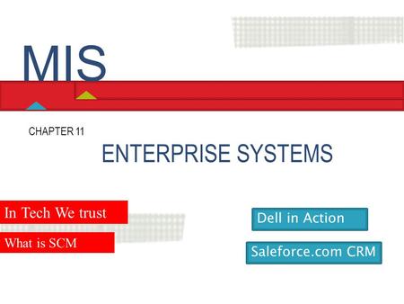 MIS ENTERPRISE SYSTEMS In Tech We trust Dell in Action What is SCM