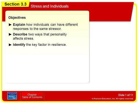 Section 3.3 Stress and Individuals Objectives