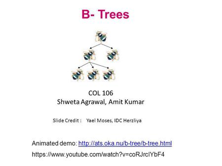 Animated demo:  https://www.youtube.com/watch?v=coRJrcIYbF4 B- Trees Slide Credit.