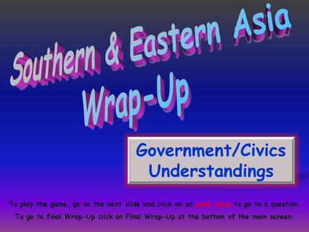 Southern & Eastern Asia Government/Civics Understandings