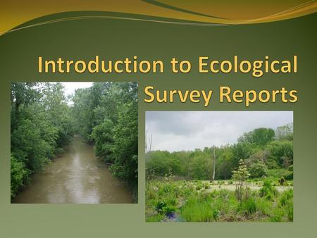 Ecological Survey Reports The level of ESR Report is determined by the type of project and its probable level of impacts.