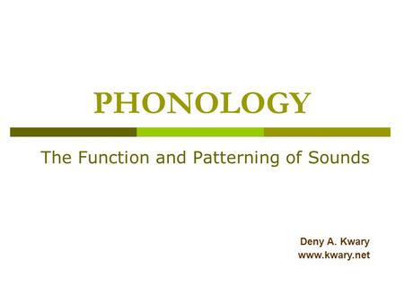 The Function and Patterning of Sounds