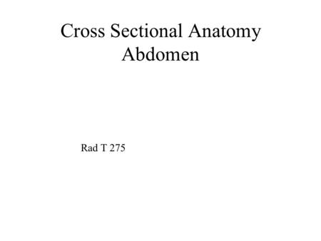 Cross Sectional Anatomy Abdomen