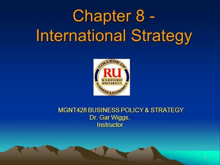 Chapter 8 - International Strategy