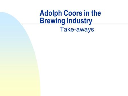 Adolph Coors in the Brewing Industry