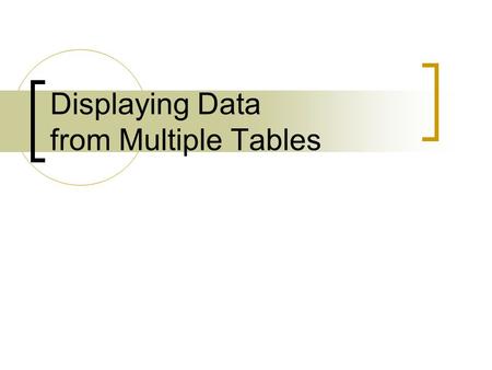 Displaying Data from Multiple Tables. Objectives After completing this lesson, you should be able to do the following:  Write SELECT statements to access.