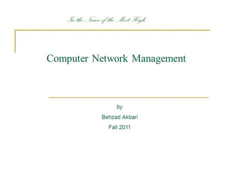 Computer Network Management