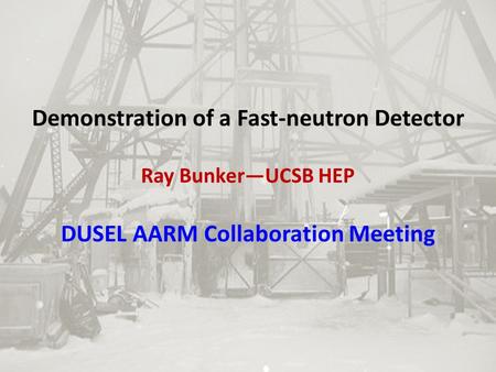 Demonstration of a Fast-neutron Detector Ray Bunker—UCSB HEP DUSEL AARM Collaboration Meeting.