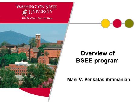 Overview of BSEE program Mani V. Venkatasubramanian.