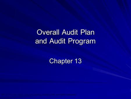 Overall Audit Plan and Audit Program