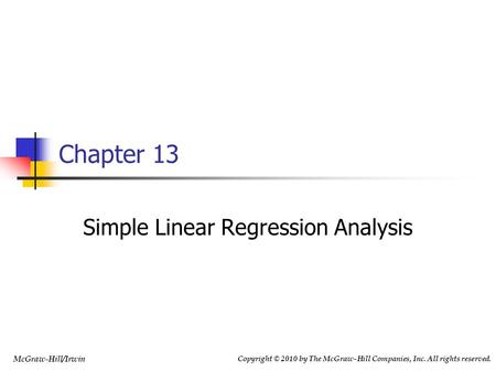 Simple Linear Regression Analysis