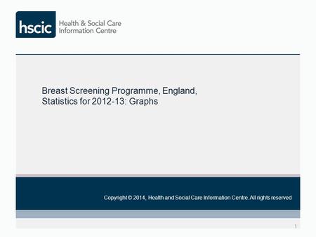 1 Copyright © 2014, Health and Social Care Information Centre. All rights reserved Breast Screening Programme, England, Statistics for 2012-13: Graphs.